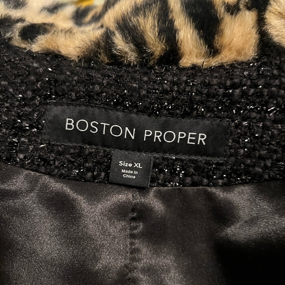 Boston Proper Leopard and Red Velvet Teddy Jacket - Picture 8 of 10